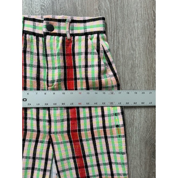 Zara EUC Structure Midi Tweed Checked Skirt Pencil Size S Pink Green - Picture 14 of 14